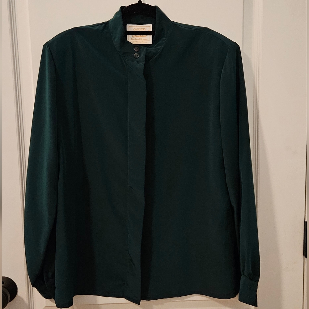 Vintage Country Sophisticates- By Pendleton -Dark Green Button-Up Shirt